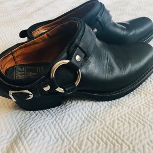 Frye Belted Harness Mules
